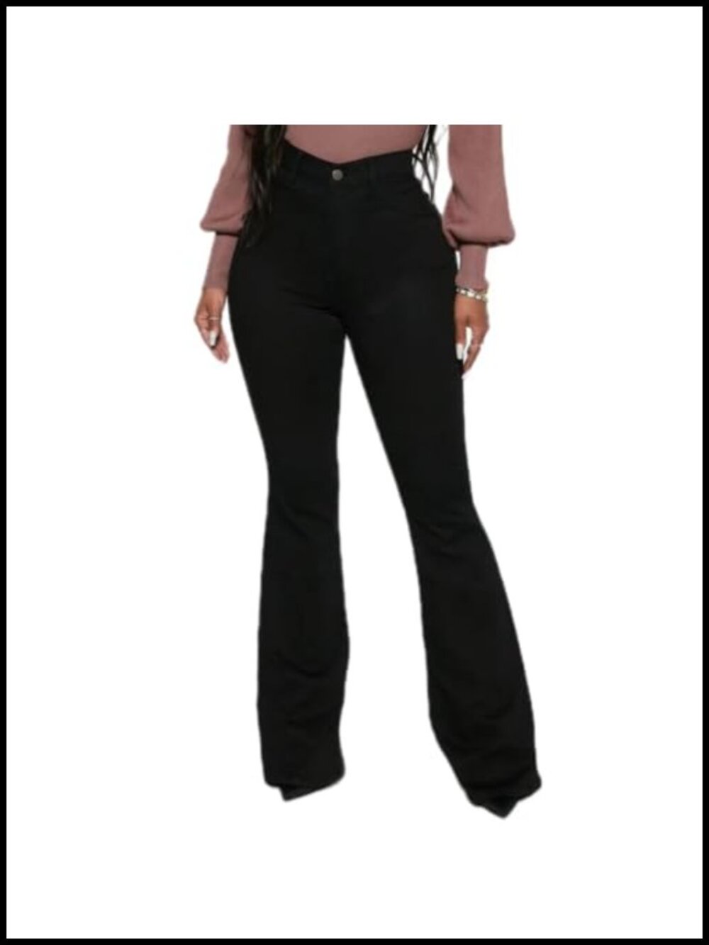 High Waisted Skinny Bell Bottom Jeans Stretch Flare Slim Fit Denim Pants